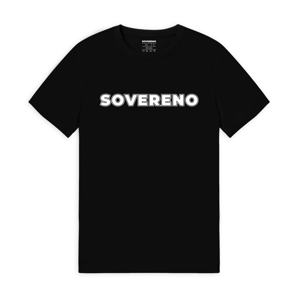 Men's Black SOVERENO T-shirt with a BIG logo on the front - Model IV