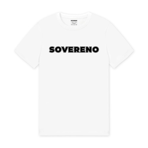 Men's White SOVERENO T-shirt with a BIG logo on the front - Model III