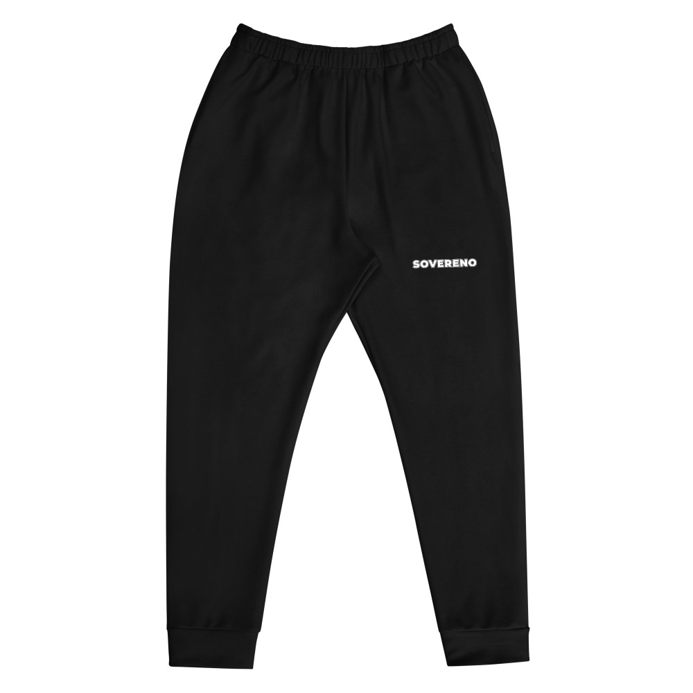 Men's Black SOVERENO Joggers with a logo on the front - Model IV