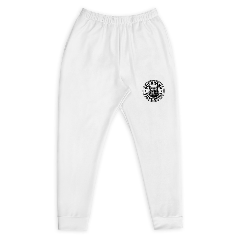 Men's White SOVERENO Joggers with a Tiger on the front - Model I