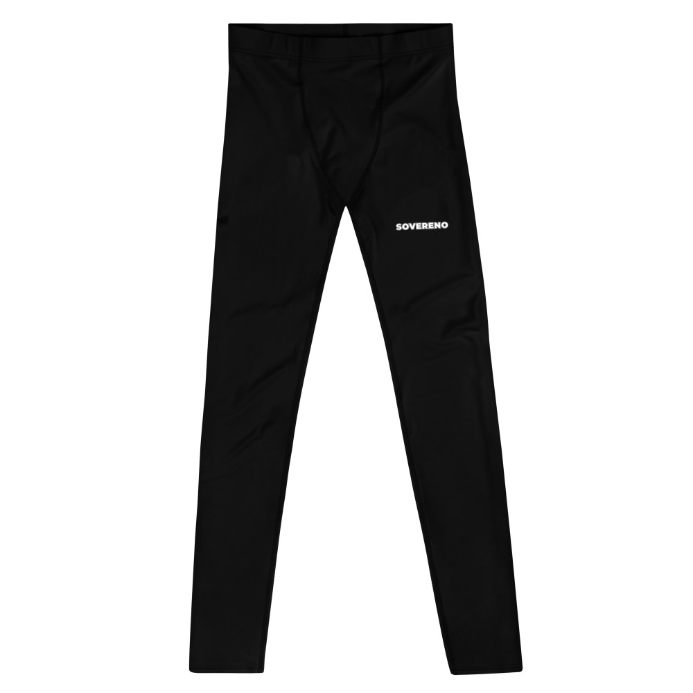 Men's Black SOVERENO Leggings with a logo on the front - Model IV