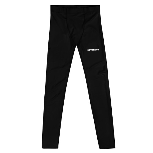 Men's Black SOVERENO Leggings with a logo on the front - Model IV