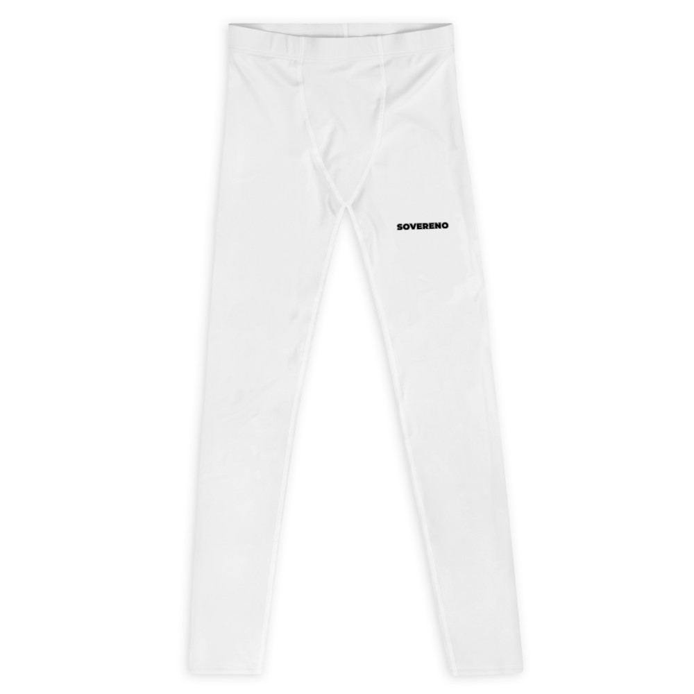 Men's White SOVERENO Leggings with a logo on the front - Model III