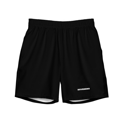 Men's Black SOVERENO Swim Trunks with a logo on the front - Model IV