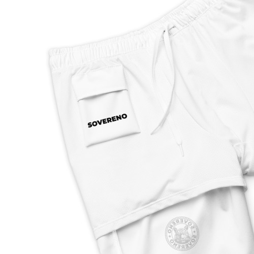 Men's White SOVERENO Swim Trunks with a Tiger on the front - Model I