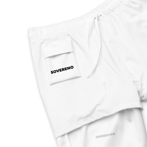 Men's White SOVERENO Swim Trunks with a logo on the front - Model III