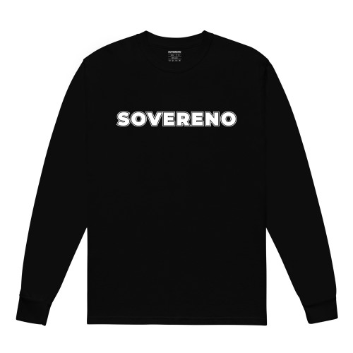 Men's Black SOVERENO Long Sleeve T-shirt with a BIG logo on the front - Model IV