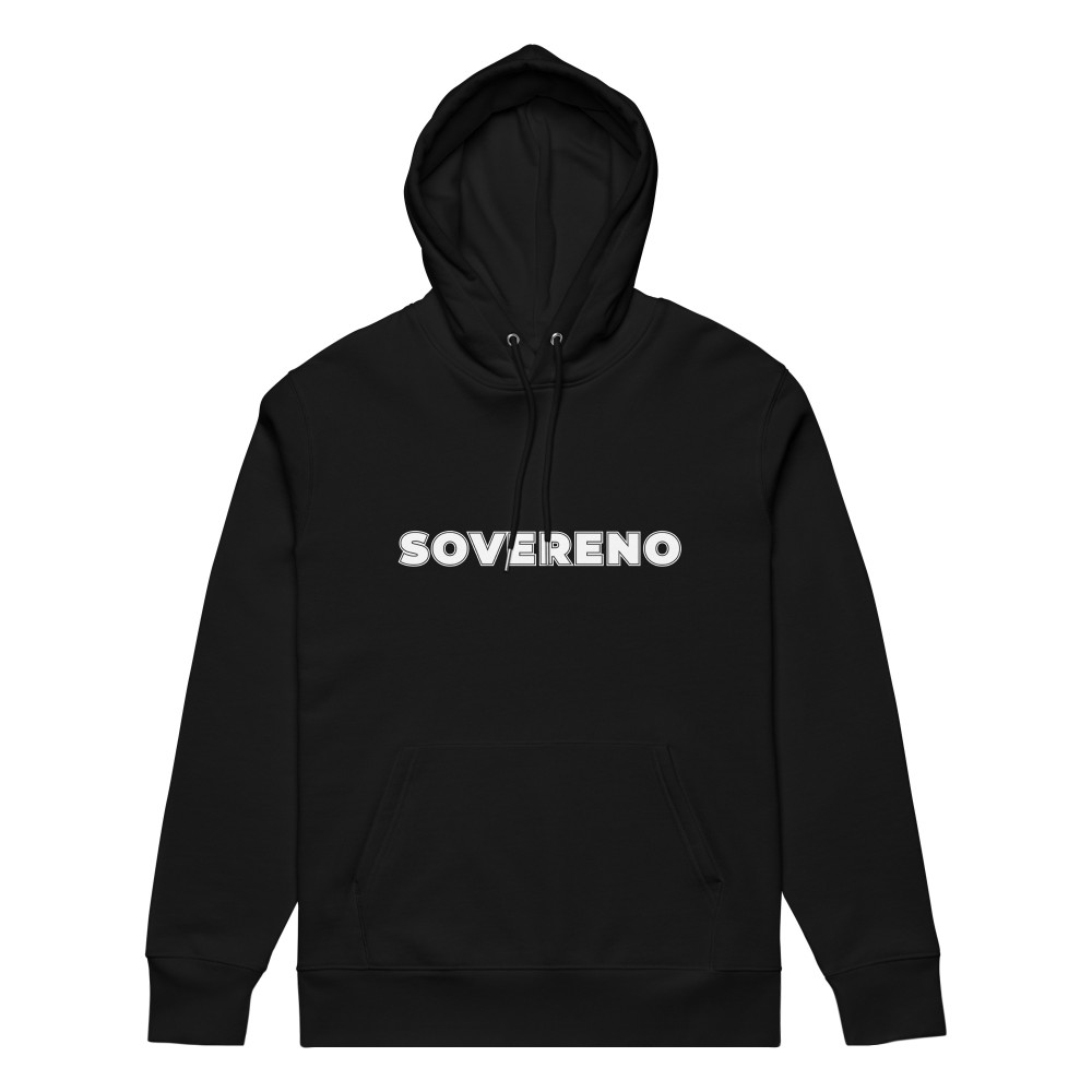 Men's Black SOVERENO Hoodie with a BIG logo on the front - Model IV