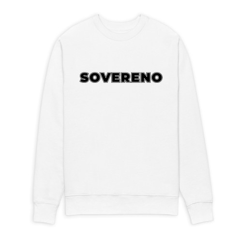 Men's White SOVERENO Sweatshirt with a BIG logo on the front - Model III