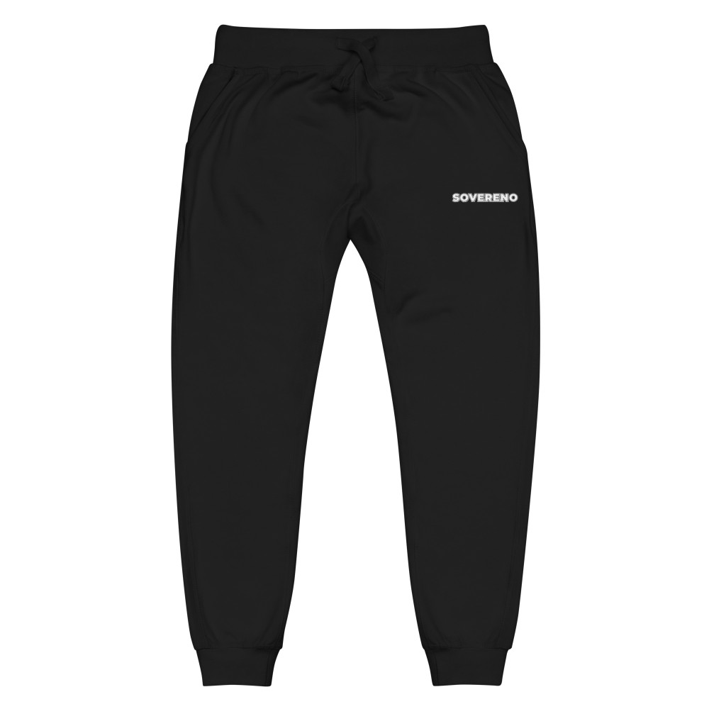 Men's Black SOVERENO Sweatpants with a logo on the front - Model IV